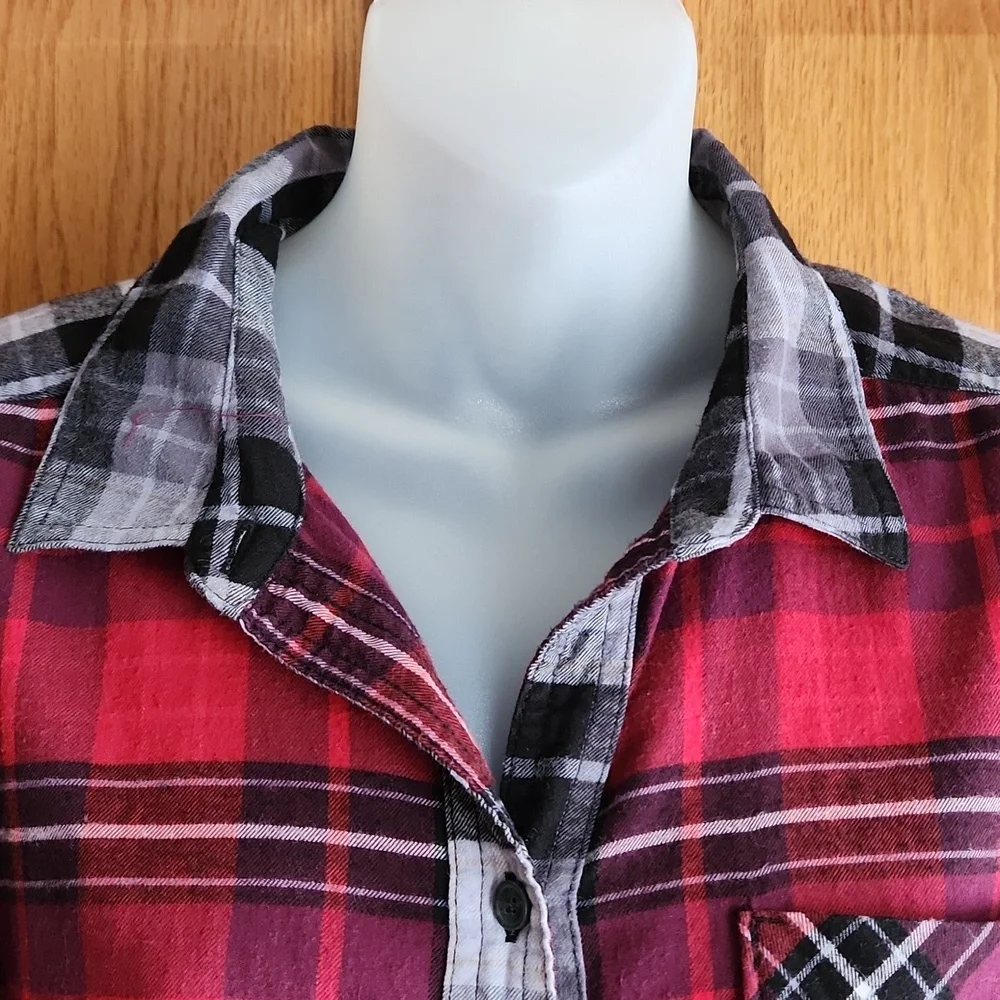 Eddie Bauer Red, Black and Gray Plaid Shirt - Picture 3 of 13